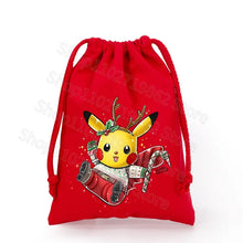 Load image into Gallery viewer, Weihnachtliche Pokemon Pikachu Tassche mit Kordel für Nikolaus, Weihnachten Geschenke etc.