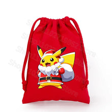 Load image into Gallery viewer, Weihnachtliche Pokemon Pikachu Tassche mit Kordel für Nikolaus, Weihnachten Geschenke etc.