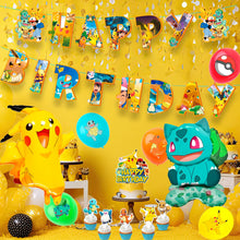 Load image into Gallery viewer, Pokemon Kindergeburtstag Deko Set mit Banner, Ballons, Kuchen Topper
