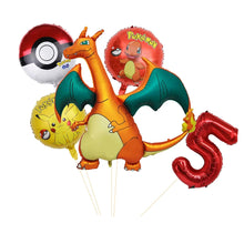 Lade das Bild in den Galerie-Viewer, Glurak Charizard Geburtstags Ballon Set mit Jahreszahl Alter