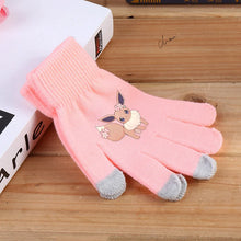 Load image into Gallery viewer, Flauschige Winter Handschuhe mit Pokemon Motiven in Pink oder Schwarz
