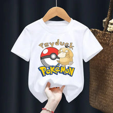 Load image into Gallery viewer, Weiße Sommer T-Shirts mit Pokemon für Kids