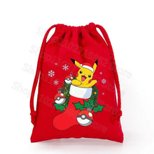 Load image into Gallery viewer, Weihnachtliche Pokemon Pikachu Tassche mit Kordel für Nikolaus, Weihnachten Geschenke etc.