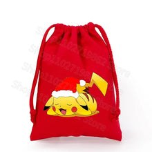 Load image into Gallery viewer, Weihnachtliche Pokemon Pikachu Tassche mit Kordel für Nikolaus, Weihnachten Geschenke etc.