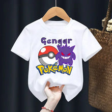 Load image into Gallery viewer, Weiße Sommer T-Shirts mit Pokemon für Kids