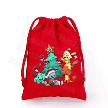 Load image into Gallery viewer, Weihnachtliche Pokemon Pikachu Tassche mit Kordel für Nikolaus, Weihnachten Geschenke etc.
