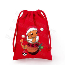 Load image into Gallery viewer, Weihnachtliche Pokemon Pikachu Tassche mit Kordel für Nikolaus, Weihnachten Geschenke etc.