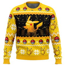 Load image into Gallery viewer, Pikachu Pokemon Weihnachtspulli im Strick Look