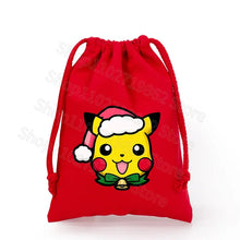Load image into Gallery viewer, Weihnachtliche Pokemon Pikachu Tassche mit Kordel für Nikolaus, Weihnachten Geschenke etc.