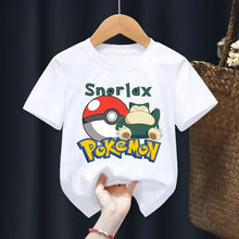 Load image into Gallery viewer, Weiße Sommer T-Shirts mit Pokemon für Kids