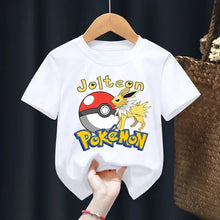Load image into Gallery viewer, Weiße Sommer T-Shirts mit Pokemon für Kids