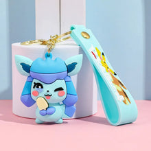 Load image into Gallery viewer, Farbenfrohe Evoli Eevee Evolution Keychains, Schlüsselanhänger, Flamara, Nachtara, Blitza, Aquana etc.