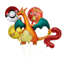 Lade das Bild in den Galerie-Viewer, Glurak Charizard Geburtstags Ballon Set mit Jahreszahl Alter