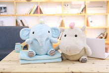 Load image into Gallery viewer, Niedliches Hippo oder Elefanten Kuscheltier Baby mit Decke kaufen