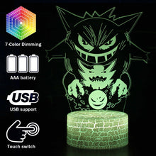 Load image into Gallery viewer, Gengar Nachttischlampe mit magischen Farbwechsel und 3D Pokemon Lampe kaufen