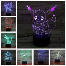 Lade das Bild in den Galerie-Viewer, Eevee / Evoli 3D LED Lampe (9 Motive) Nachtlicht, Tischlampe kaufen