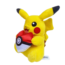 Lade das Bild in den Galerie-Viewer, Pokemon Pikachu mit Herz in Pokeball Form Kuscheltier (ca. 23cm)
