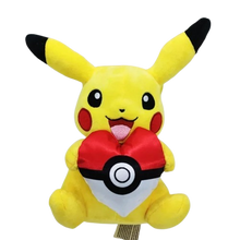 Lade das Bild in den Galerie-Viewer, Pokemon Pikachu mit Herz in Pokeball Form Kuscheltier (ca. 23cm)
