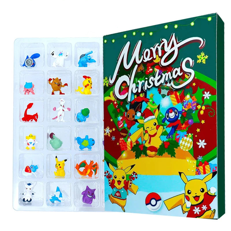 Pokemon Pikachu Advents Kalender mit Merry Christmas Motiv Grün