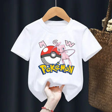 Load image into Gallery viewer, Weiße Sommer T-Shirts mit Pokemon für Kids
