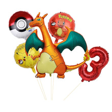 Lade das Bild in den Galerie-Viewer, Glurak Charizard Geburtstags Ballon Set mit Jahreszahl Alter
