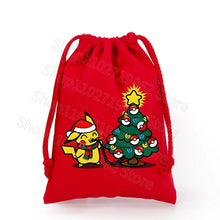 Load image into Gallery viewer, Weihnachtliche Pokemon Pikachu Tassche mit Kordel für Nikolaus, Weihnachten Geschenke etc.
