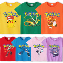 Load image into Gallery viewer, Kinder T-Shirts mit Pikachu oder Pokemon Motiv
