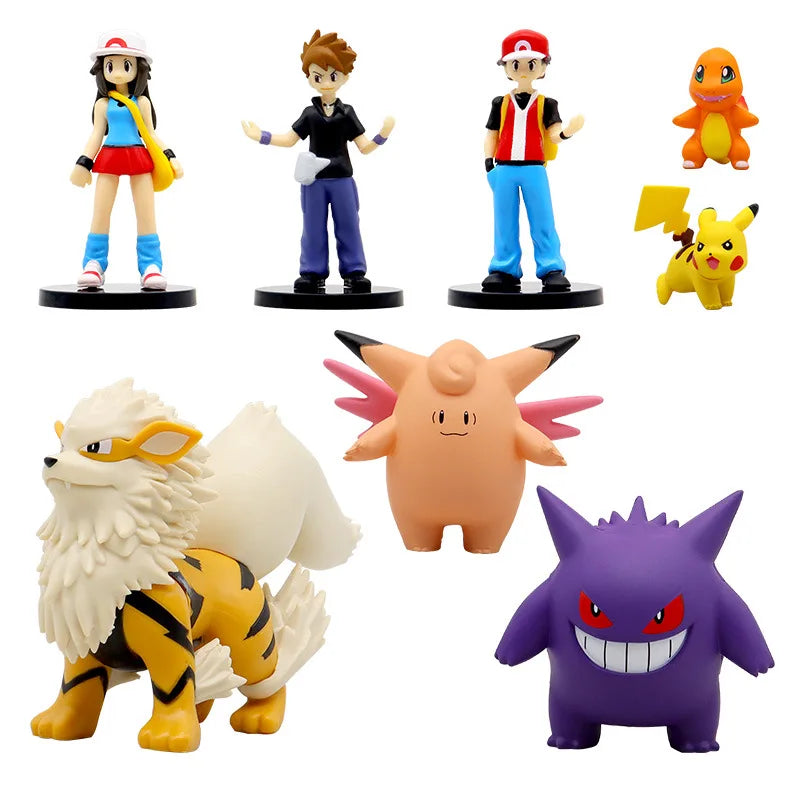 8 Stk. Pokemon Figuren im Set - Ash, Gengar, Pikachu, Arkani u. a.