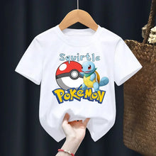 Load image into Gallery viewer, Weiße Sommer T-Shirts mit Pokemon für Kids
