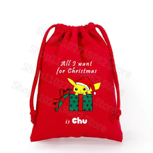 Load image into Gallery viewer, Weihnachtliche Pokemon Pikachu Tassche mit Kordel für Nikolaus, Weihnachten Geschenke etc.
