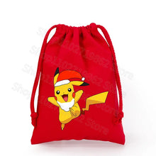 Load image into Gallery viewer, Weihnachtliche Pokemon Pikachu Tassche mit Kordel für Nikolaus, Weihnachten Geschenke etc.
