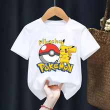 Load image into Gallery viewer, Weiße Sommer T-Shirts mit Pokemon für Kids
