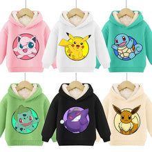 Load image into Gallery viewer, Warme gefütterte Kinder Pullies Hoodies mit Pokemon Motiven
