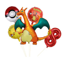 Lade das Bild in den Galerie-Viewer, Glurak Charizard Geburtstags Ballon Set mit Jahreszahl Alter
