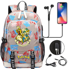 Lade das Bild in den Galerie-Viewer, Pikachu Pokemon Rucksack mit USB - ideal für Laptops und für die Schule kaufen
