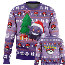 Lade das Bild in den Galerie-Viewer, Winterlicher Gengar Weihnachtspullover für Kinder oder Erwachsene
