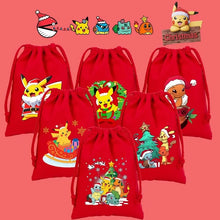 Load image into Gallery viewer, Weihnachtliche Pokemon Pikachu Tassche mit Kordel für Nikolaus, Weihnachten Geschenke etc.
