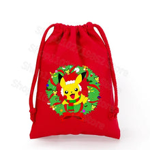 Load image into Gallery viewer, Weihnachtliche Pokemon Pikachu Tassche mit Kordel für Nikolaus, Weihnachten Geschenke etc.
