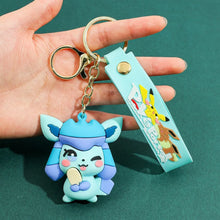 Lade das Bild in den Galerie-Viewer, Farbenfrohe Evoli Eevee Evolution Keychains, Schlüsselanhänger, Flamara, Nachtara, Blitza, Aquana etc.
