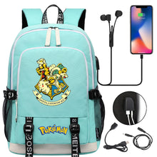 Lade das Bild in den Galerie-Viewer, Pikachu Pokemon Rucksack mit USB - ideal für Laptops und für die Schule kaufen
