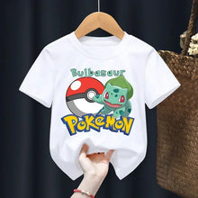 Load image into Gallery viewer, Weiße Sommer T-Shirts mit Pokemon für Kids
