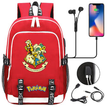 Lade das Bild in den Galerie-Viewer, Pikachu Pokemon Rucksack mit USB - ideal für Laptops und für die Schule kaufen
