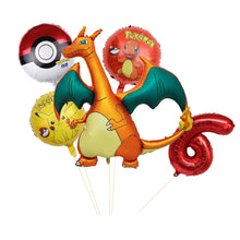 Lade das Bild in den Galerie-Viewer, Glurak Charizard Geburtstags Ballon Set mit Jahreszahl Alter

