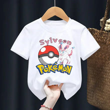 Load image into Gallery viewer, Weiße Sommer T-Shirts mit Pokemon für Kids
