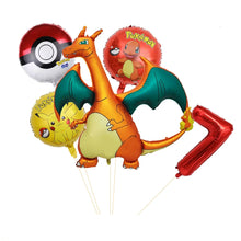 Lade das Bild in den Galerie-Viewer, Glurak Charizard Geburtstags Ballon Set mit Jahreszahl Alter
