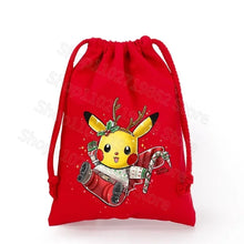 Load image into Gallery viewer, Weihnachtliche Pokemon Pikachu Tassche mit Kordel für Nikolaus, Weihnachten Geschenke etc.
