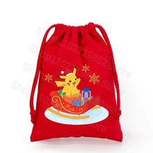 Load image into Gallery viewer, Weihnachtliche Pokemon Pikachu Tassche mit Kordel für Nikolaus, Weihnachten Geschenke etc.
