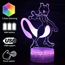 Lade das Bild in den Galerie-Viewer, Mew oder Mewtwo / Mewtu Nachttischlampe 3D Effekt, 16 Farben, Fernbedienung kaufen
