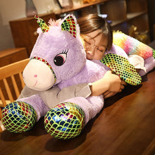 Load image into Gallery viewer, XXL Regenbogen Einhorn Kuscheltier Einhörner Stofftiere 90cm kaufen

