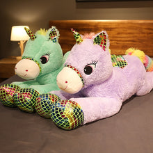 Load image into Gallery viewer, XXL Regenbogen Einhorn Kuscheltier Einhörner Stofftiere 90cm kaufen
